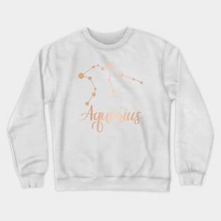 Aquarius Zodiac Constellation in Rose Gold Crewneck Sweatshirt